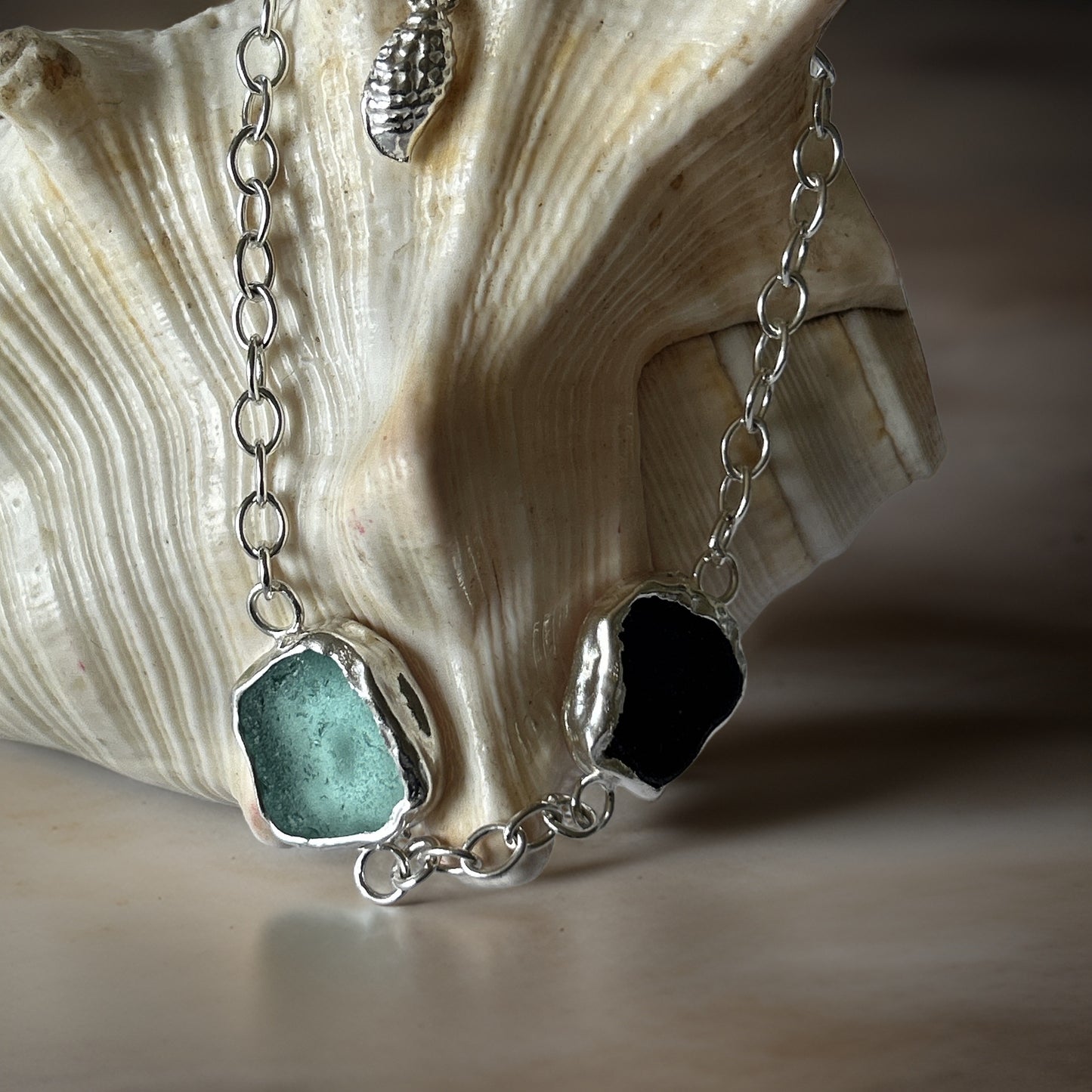 Duo Ocean Sea Glass Bracelet - Silver Lines Jewellery