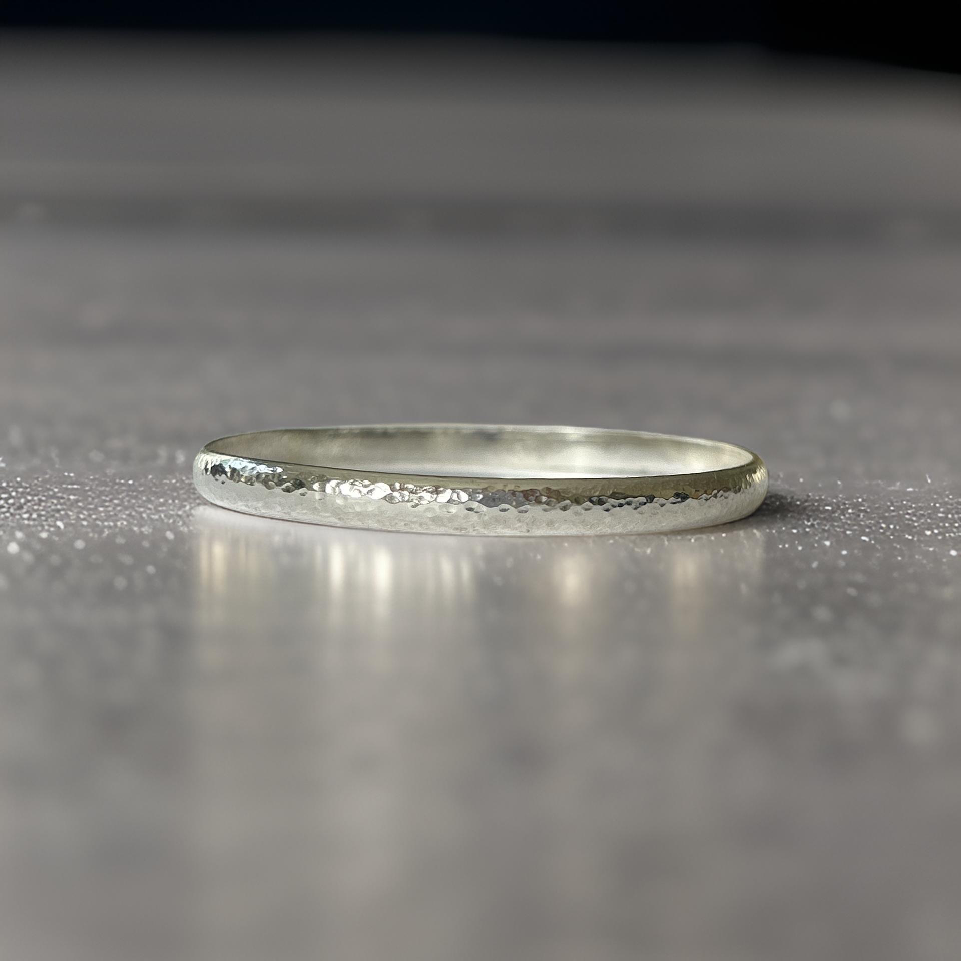 Heavy Domed Sterling Silver Bangle - Silver Lines Jewellery