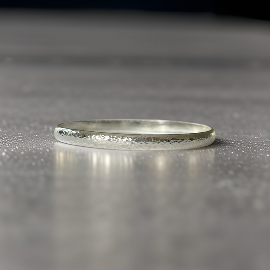 Heavy Domed Sterling Silver Bangle - Silver Lines Jewellery