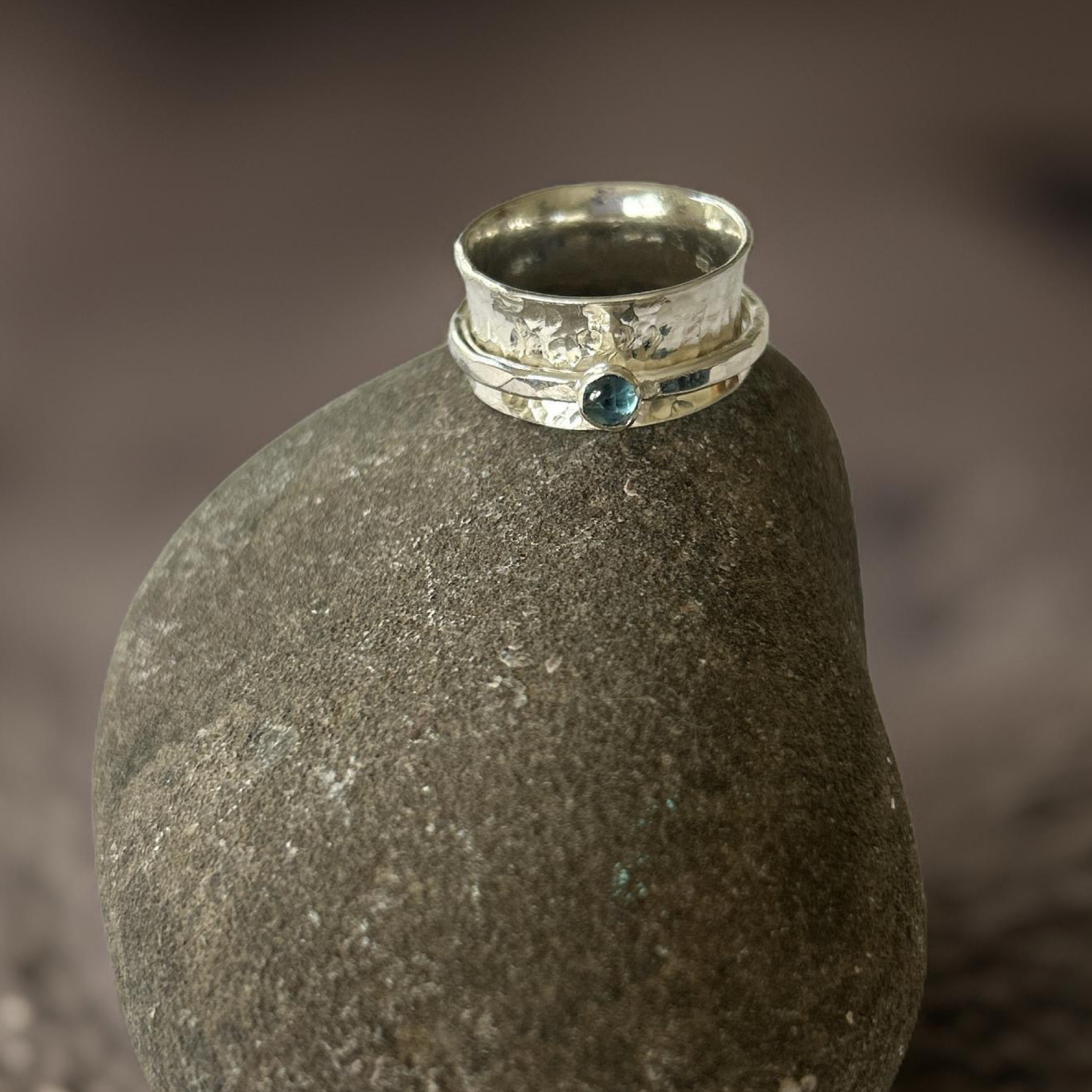Topaz Spinner Ring - Silver Lines Jewellery