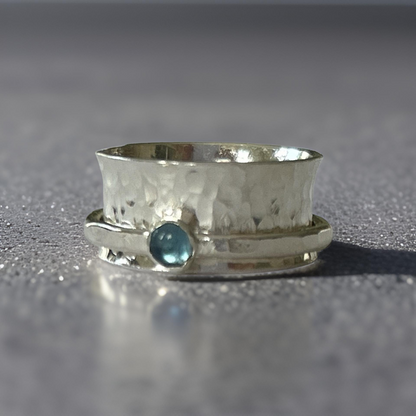 Topaz Spinner Ring - Silver Lines Jewellery