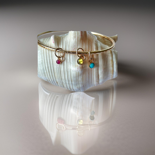 Gold Bangle With Gemstone Charms - Silver Lines Jewellery