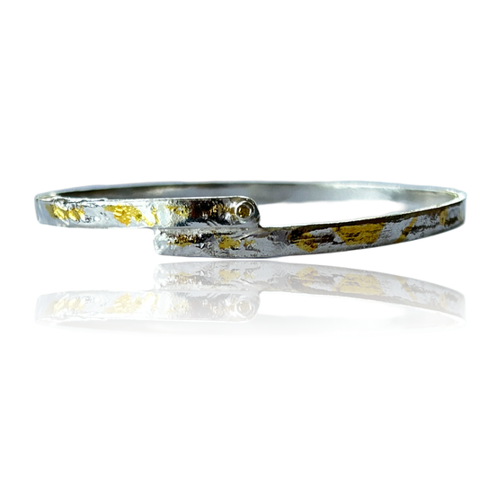 Silver And Gold Keum-boo Bangle - Silver Lines Jewellery