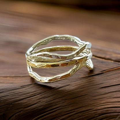 Silver And Gold Wave Ring - Silver Lines Jewellery
