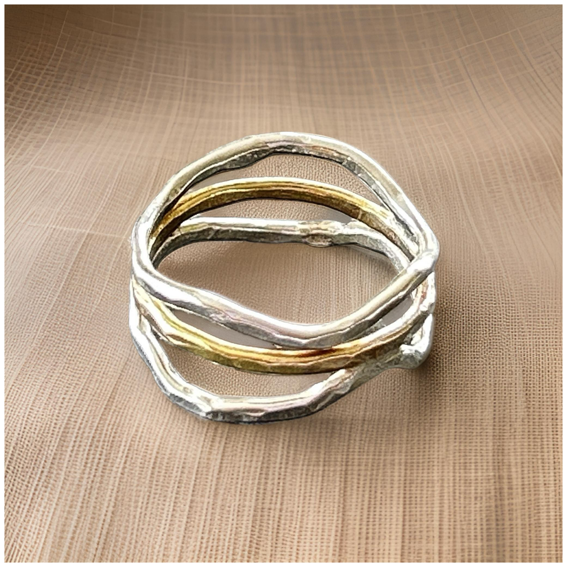 Silver And Gold Wave Ring - Silver Lines Jewellery