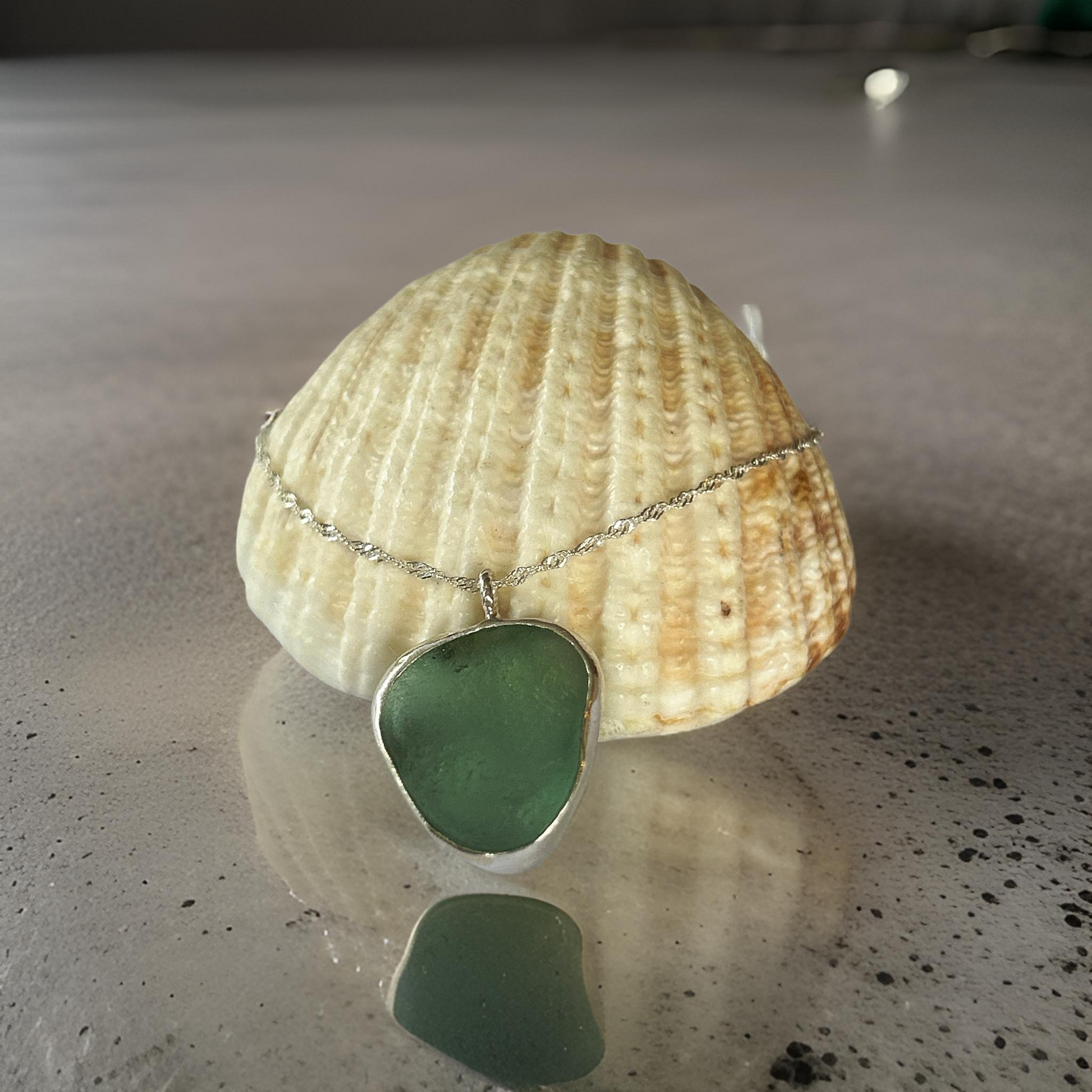 Ocean Sea Glass Necklace Sea Foam - SilverLines Jewellery