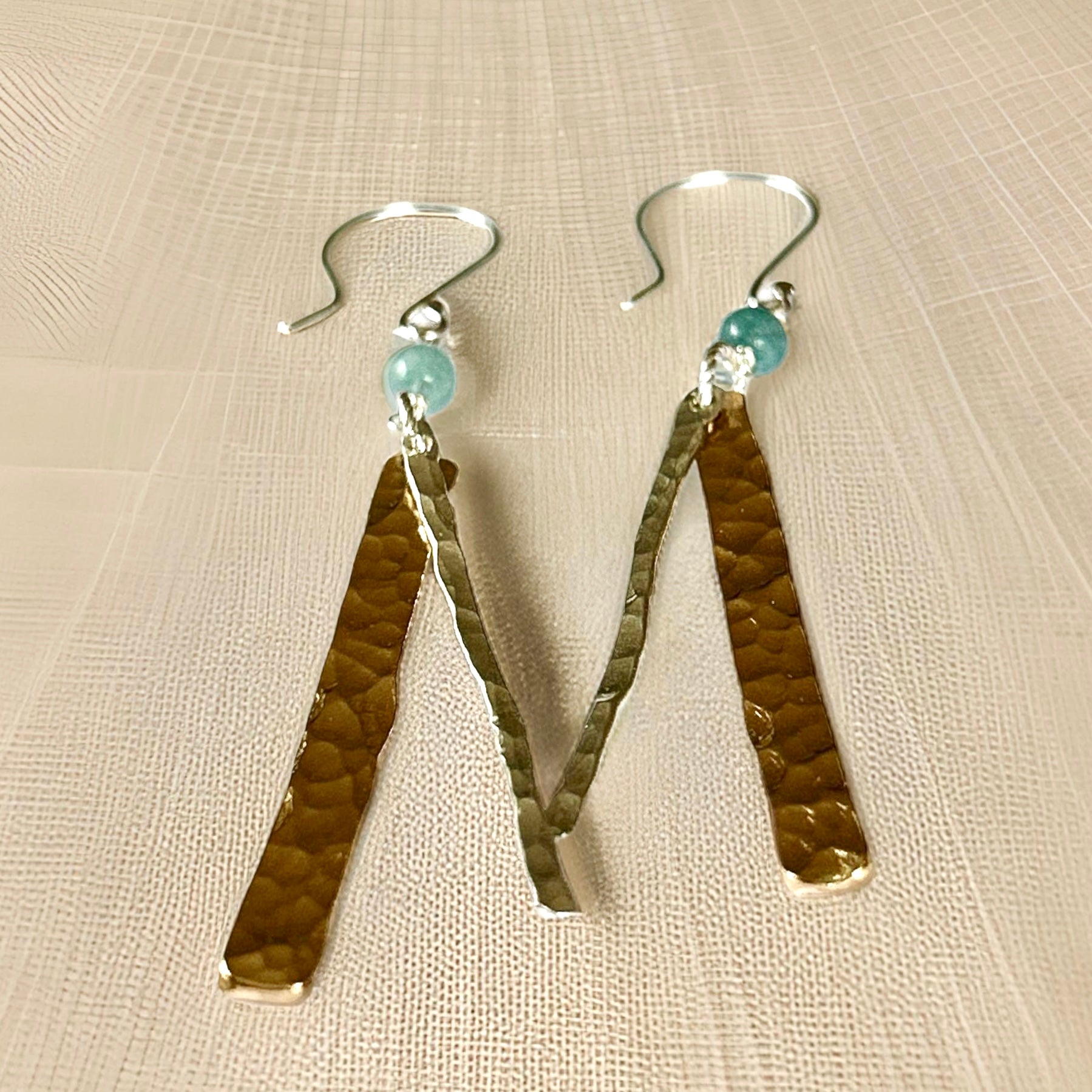 Gold And Silver Long Earrings - Silver Lines Jewellery