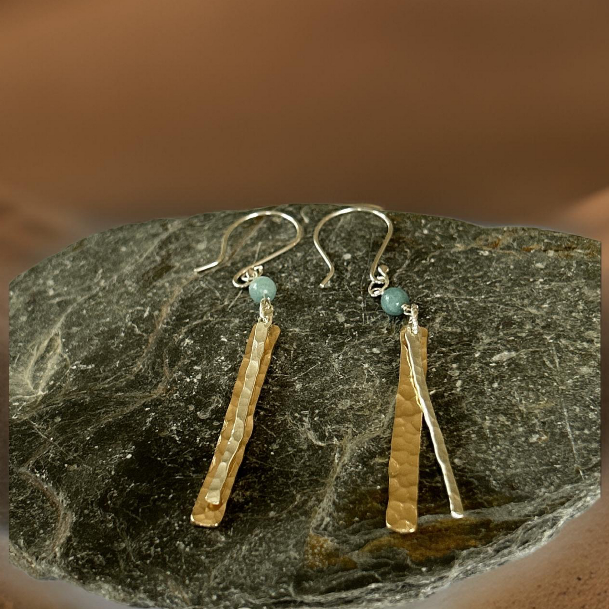 Gold And Silver Long Earrings - Silver Lines Jewellery