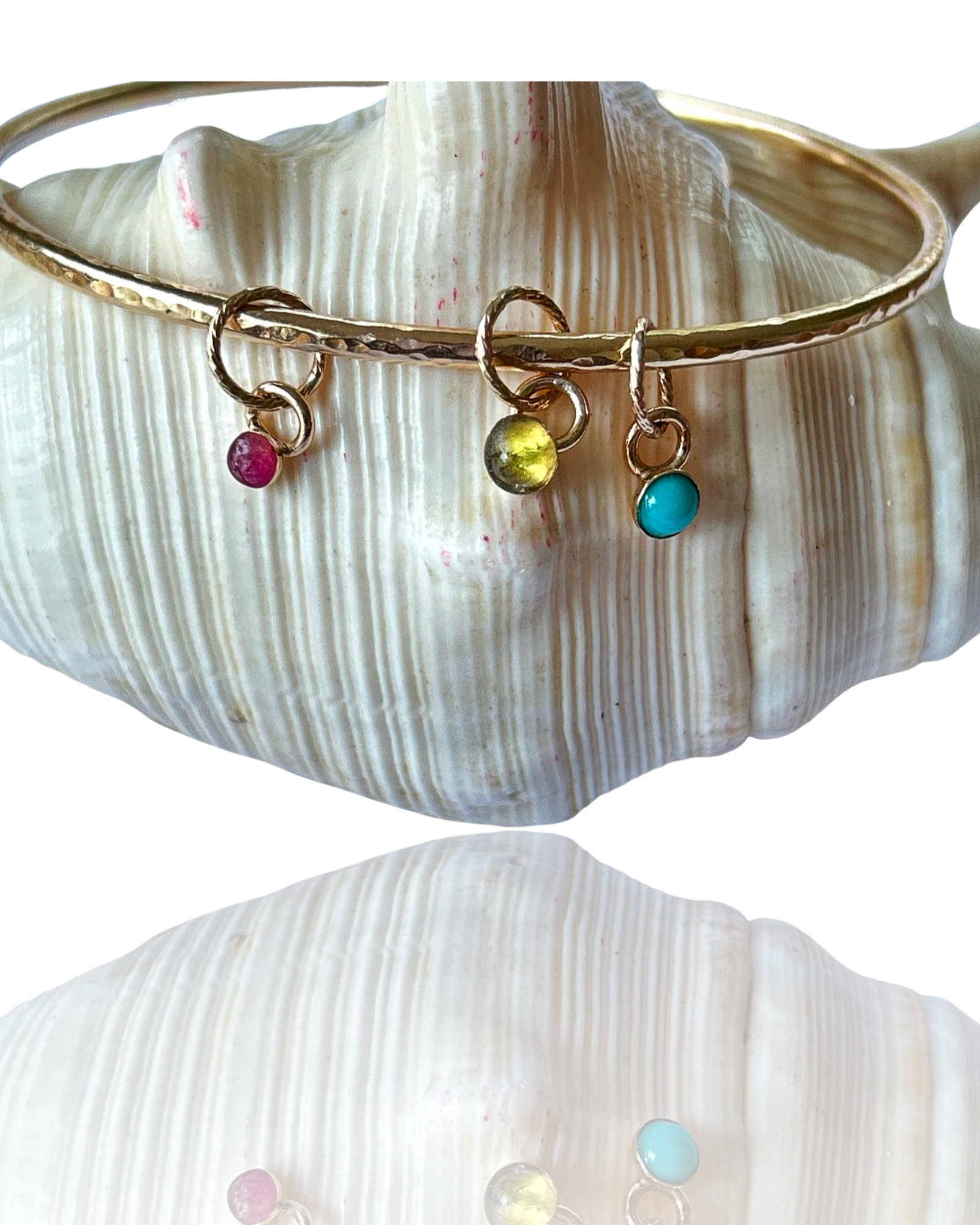 Gold Bangle With Gemstone Charms - Silver Lines Jewellery