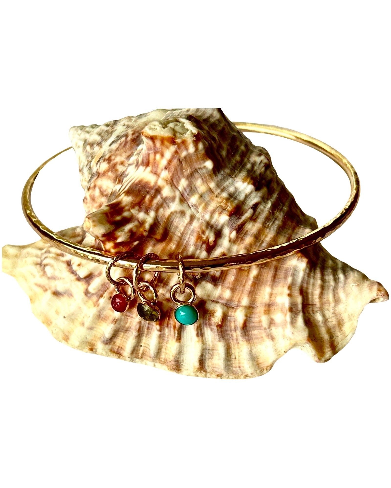 Gold Bangle With Gemstone Charms - Silver Lines Jewellery
