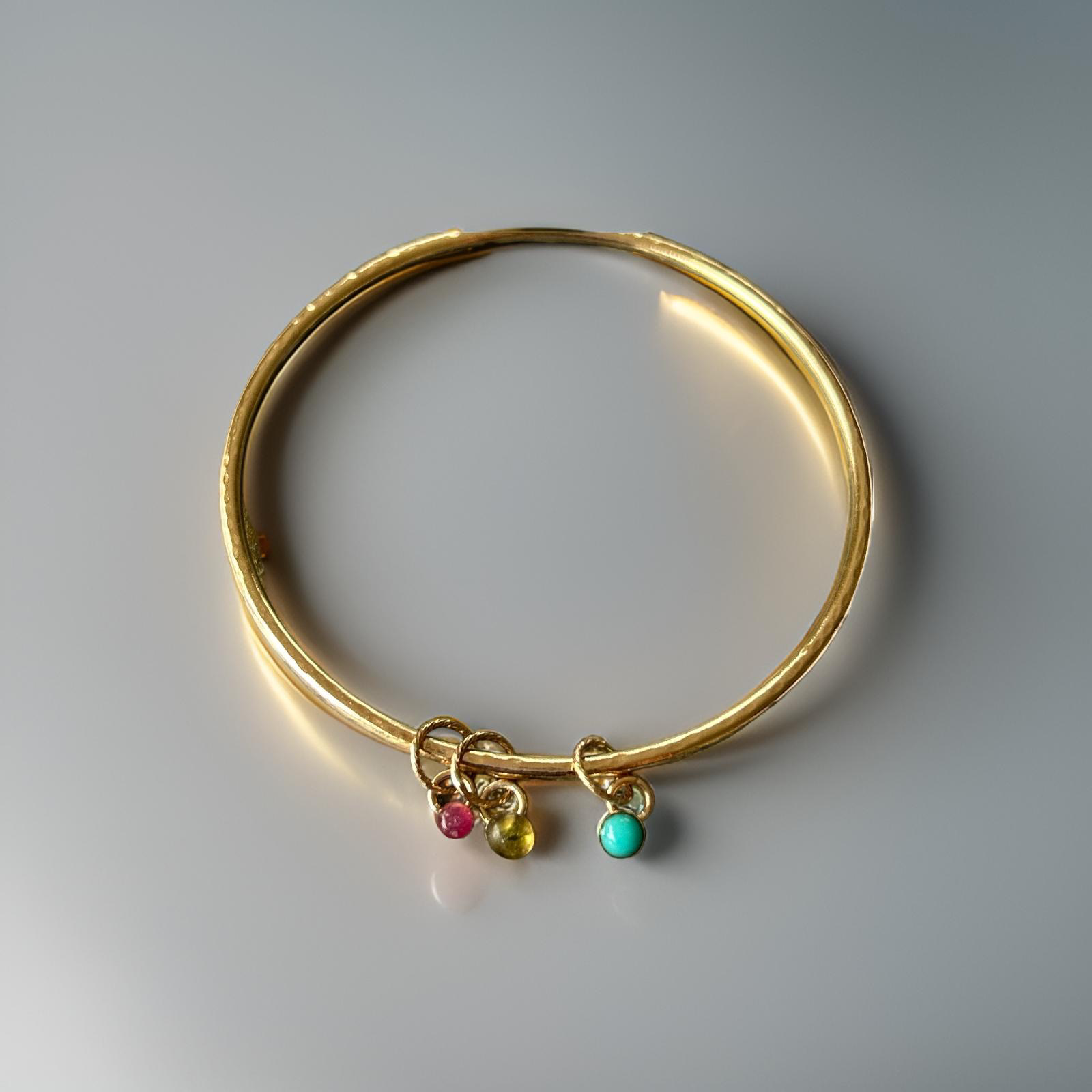 Gold Bangle With Gemstone Charms - Silver Lines Jewellery