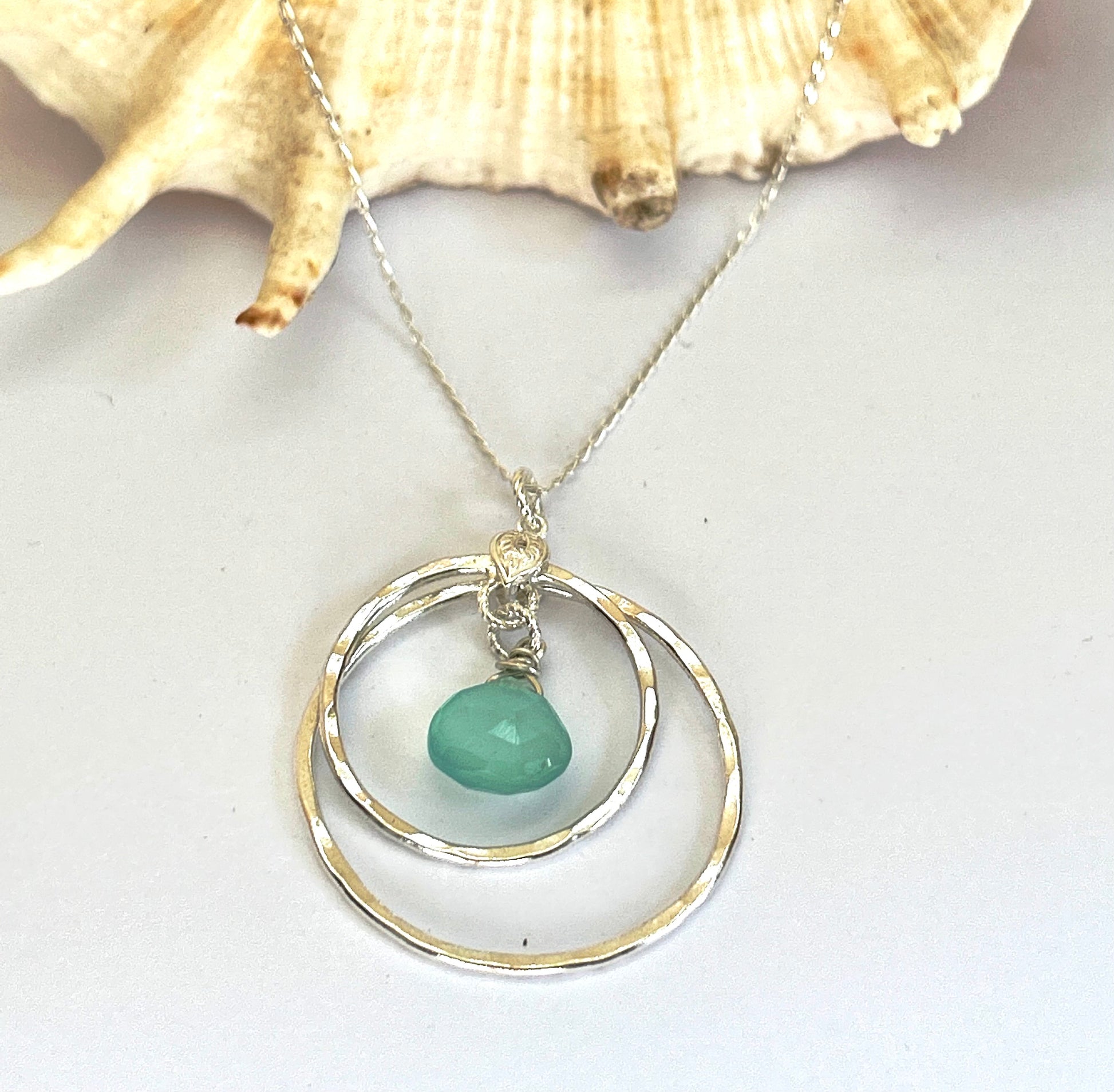 Chalcedony  Silver Hoop Earrings - Silver Lines Jewellery