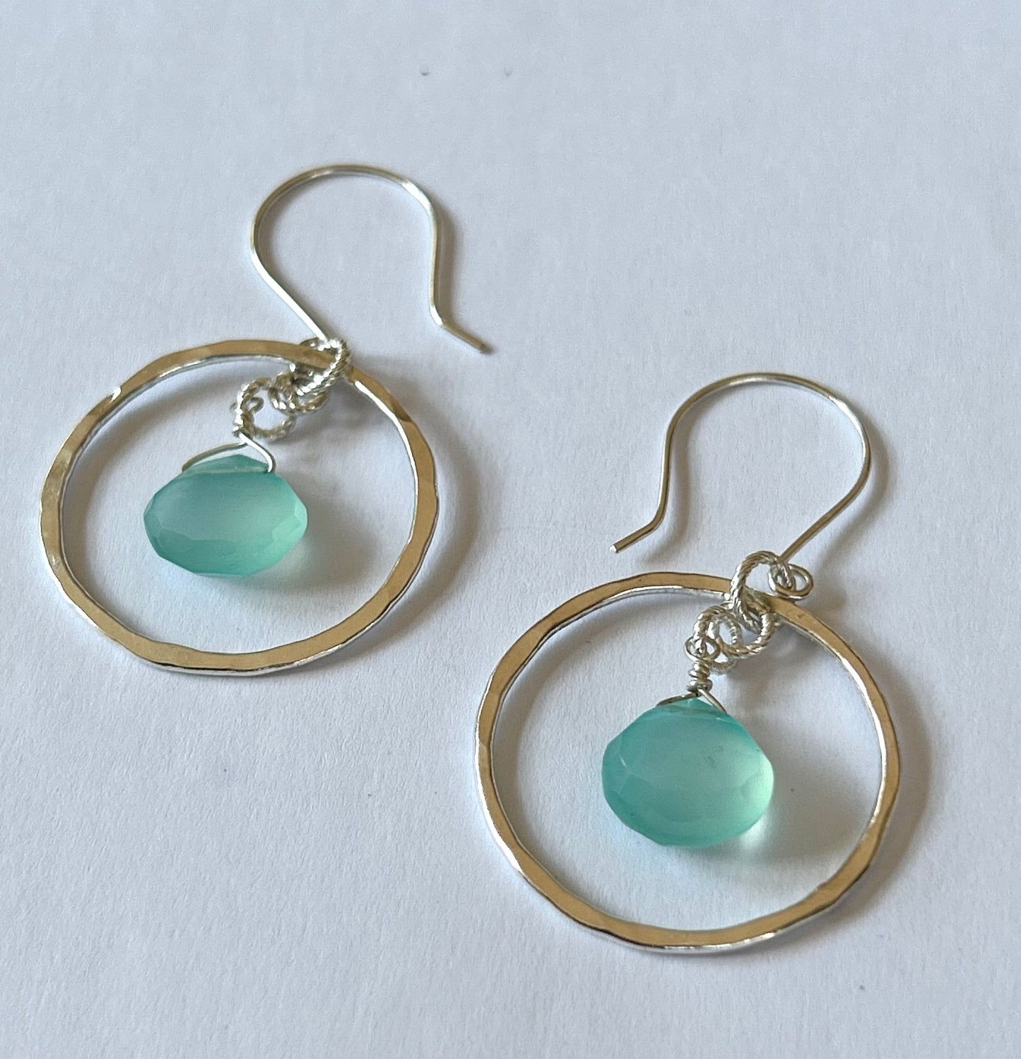 Chalcedony  Silver Hoop Earrings - Silver Lines Jewellery