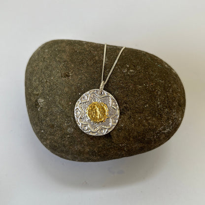 Silver and gold Patterned Necklace - Silver Lines Jewellery