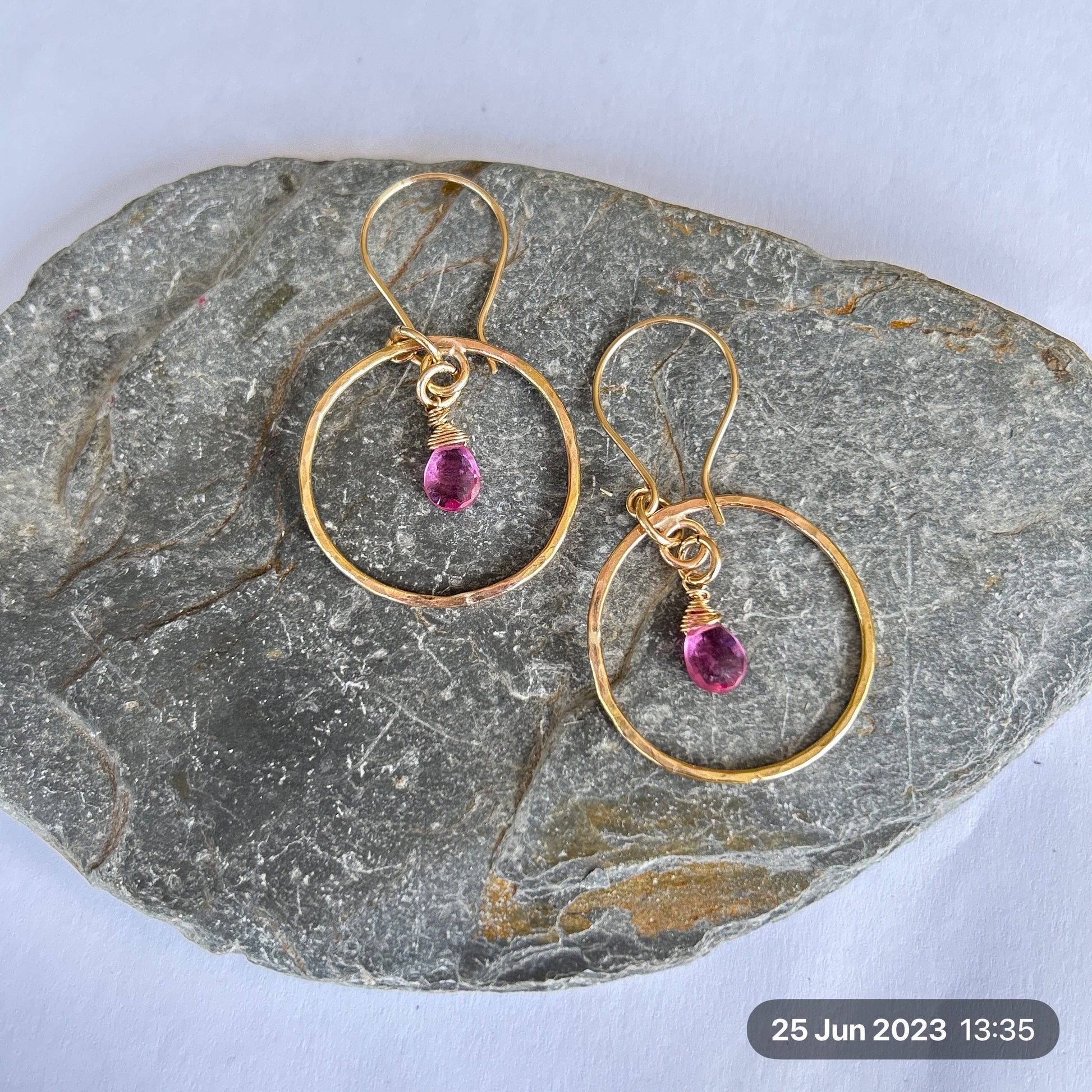 Tourmaline Gold Hoops - Silver Lines Jewellery