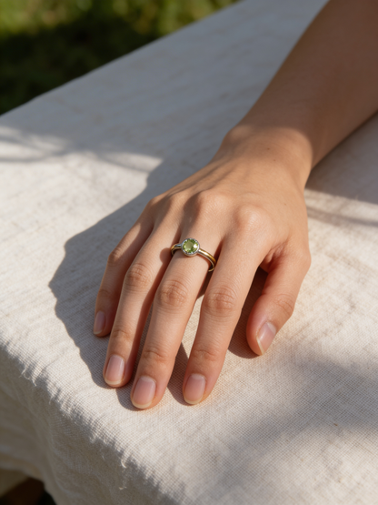 Solara Gold Peridot Stacking Ring - SilverLines Jewellery