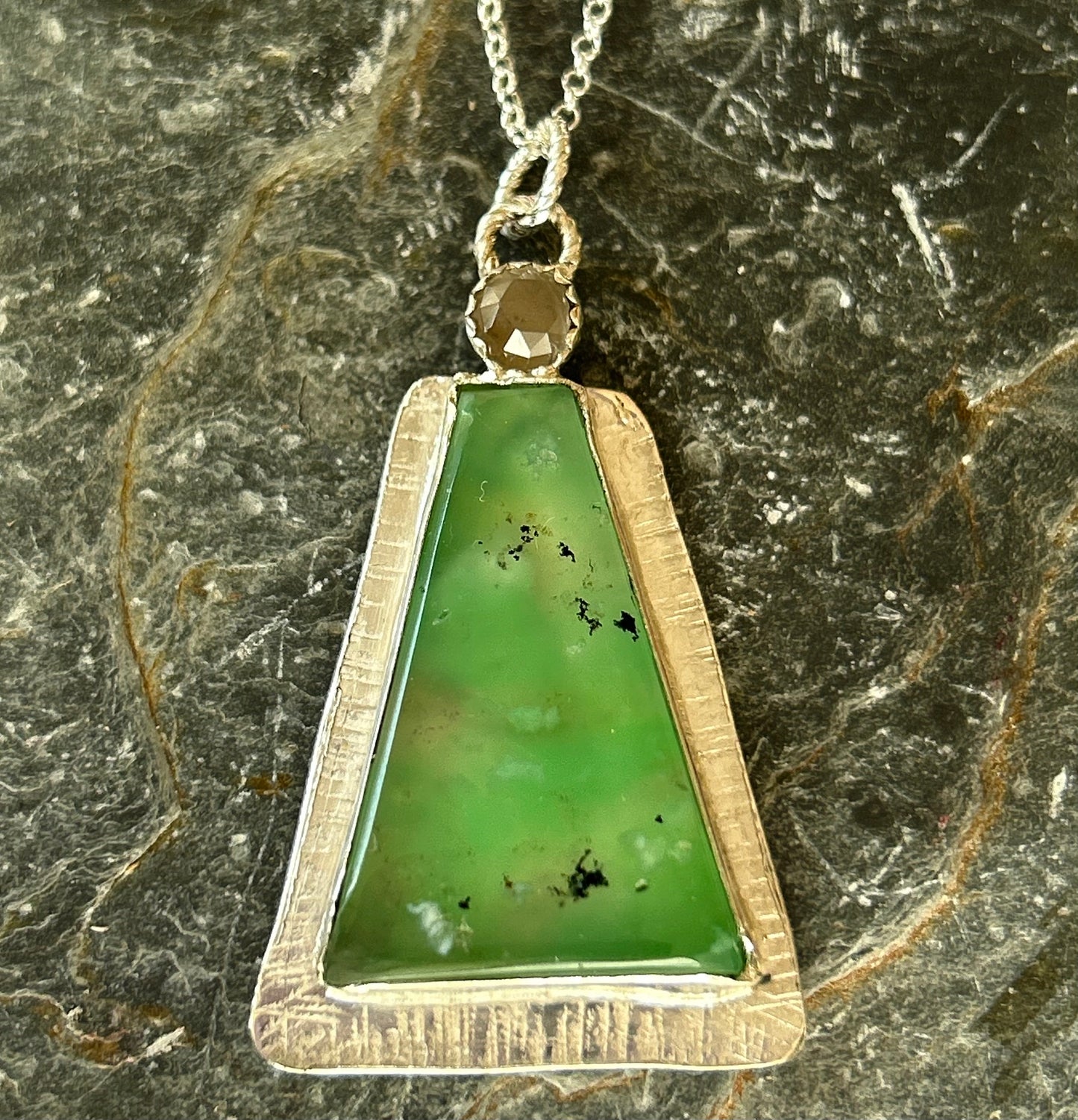 Chrysoprase Lush Green Necklace - Silver Lines Jewellery