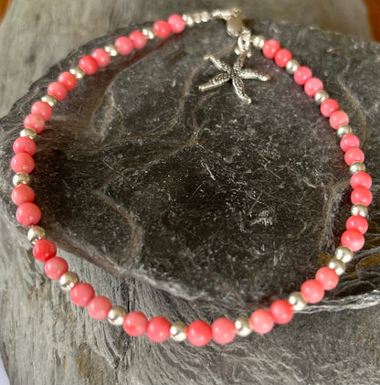 Delicate Coral Anklet - Silver Lines Jewellery