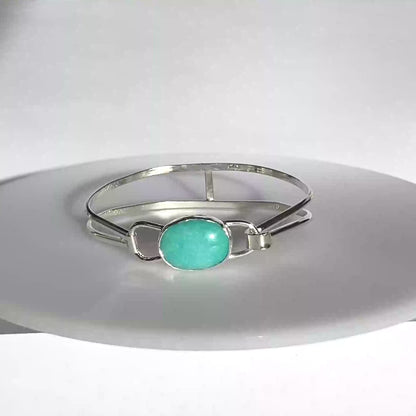 Amazonite Torque Bangle in Ethical Sterling Silver