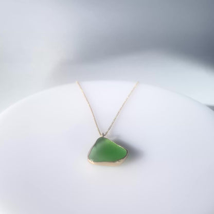 Gold Ocean Sea Glass Necklace