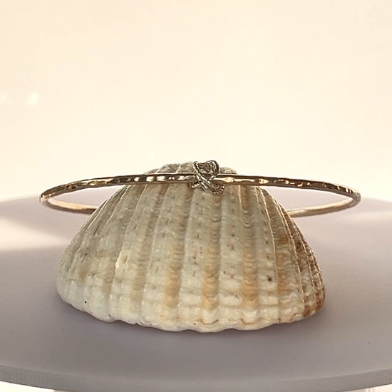 Gold Bangle With Silver Rings - SilverLines Jewellery