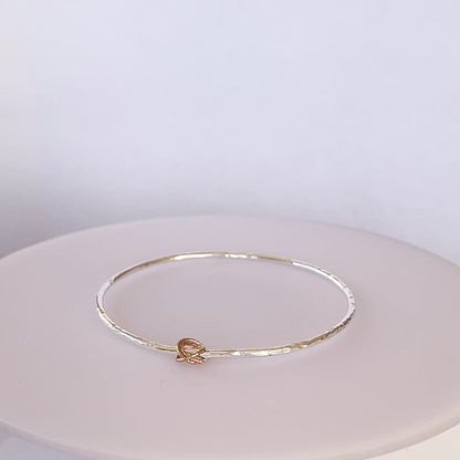 Silver Bangle with Gold Rings