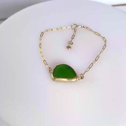 Golden Tide Sea Glass Bracelet