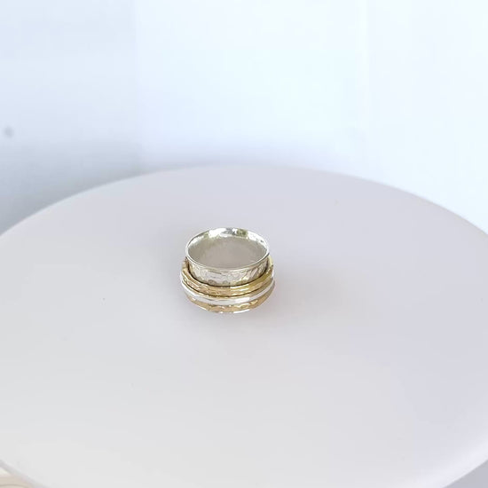 Silver and Gold Spinner Ring - SilverLines Jewellery