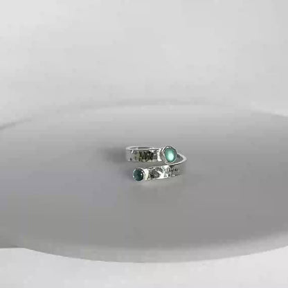Blue Tide Sea Glass & Topaz Ring