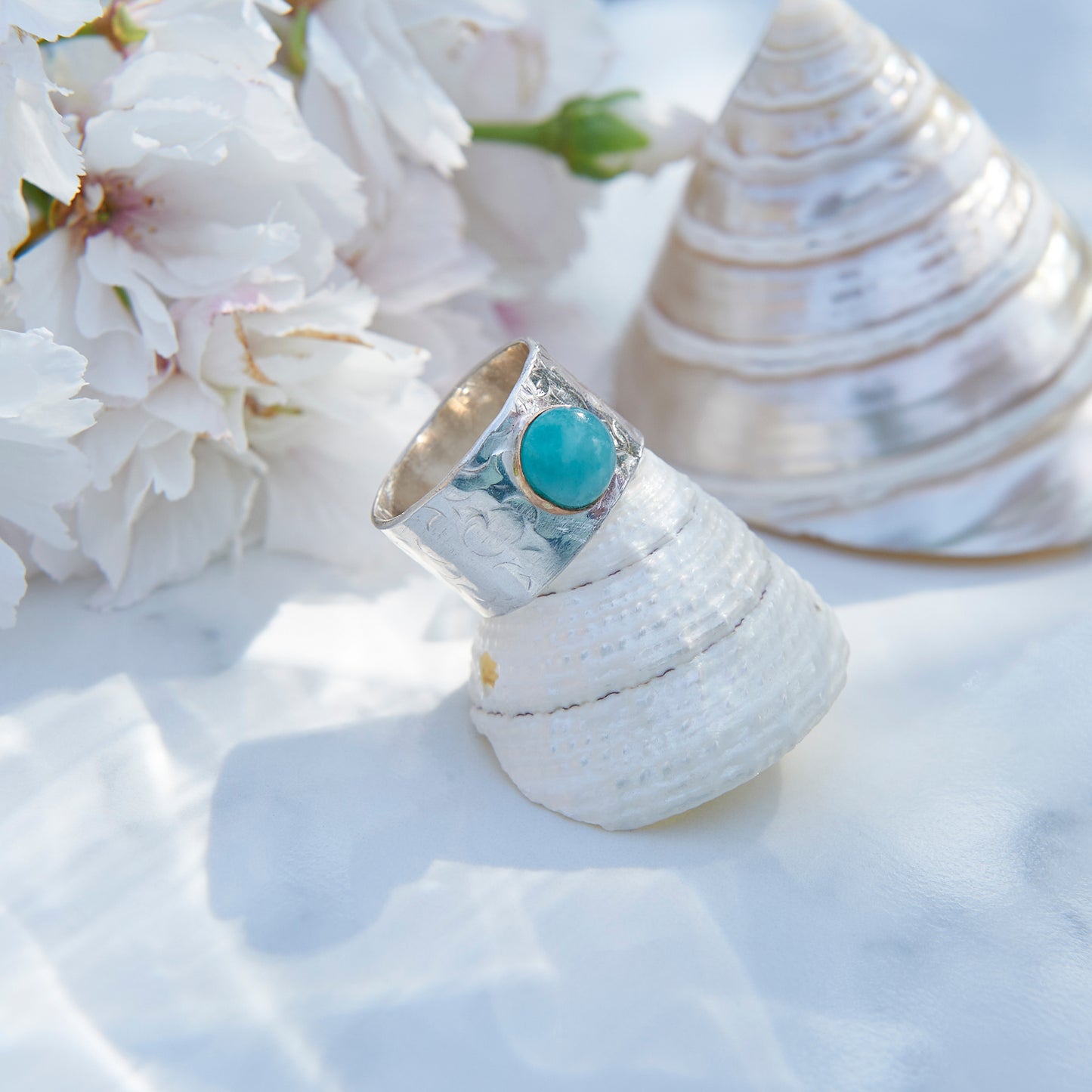 Silver Amazonite Statement Ring - Love Beach Beads