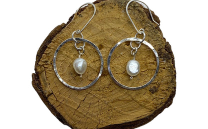 Sterling silver Hoop Earrings Pearls - Love Beach Beads