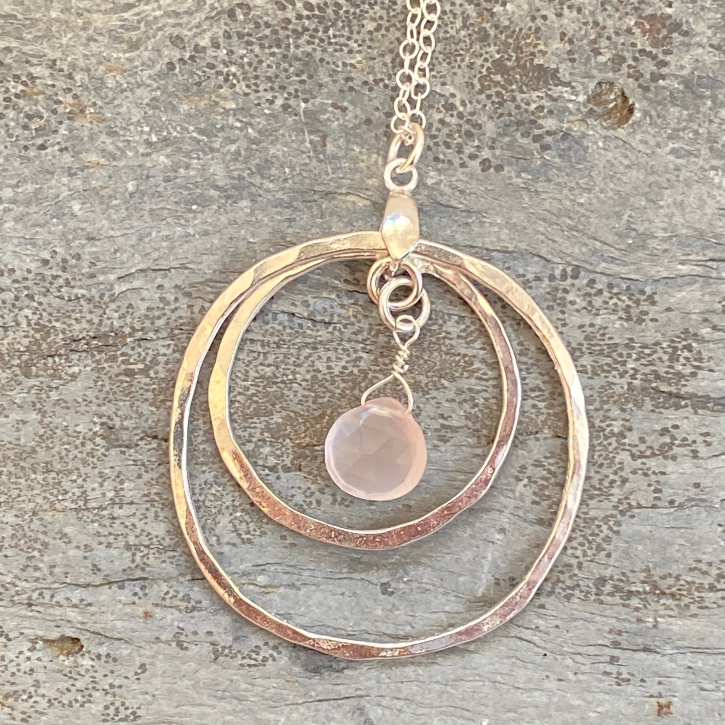 Pink Quartz Hoop Necklace - Love Beach Beads