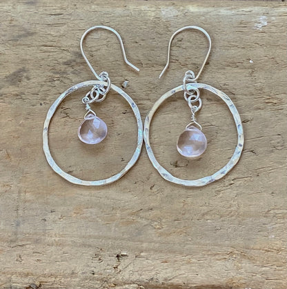 Pink Quartz Hoop Necklace - Love Beach Beads