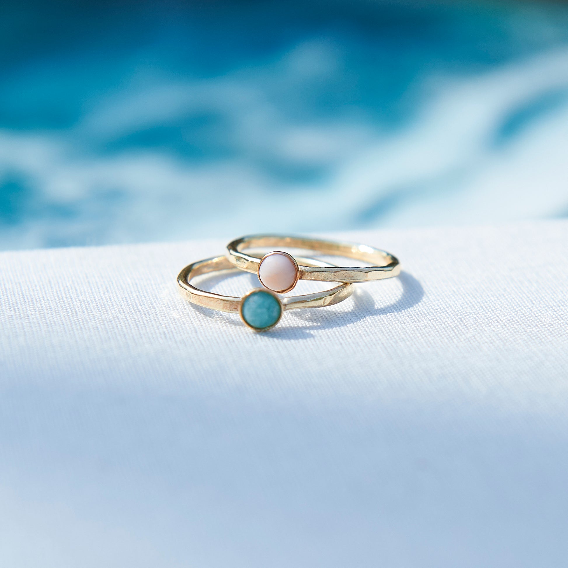 Gold Birthstone Stacking Rings - Love Beach Beads