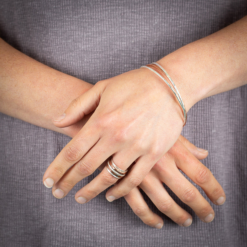 Trio Silver Copper Bangle - Love Beach Beads