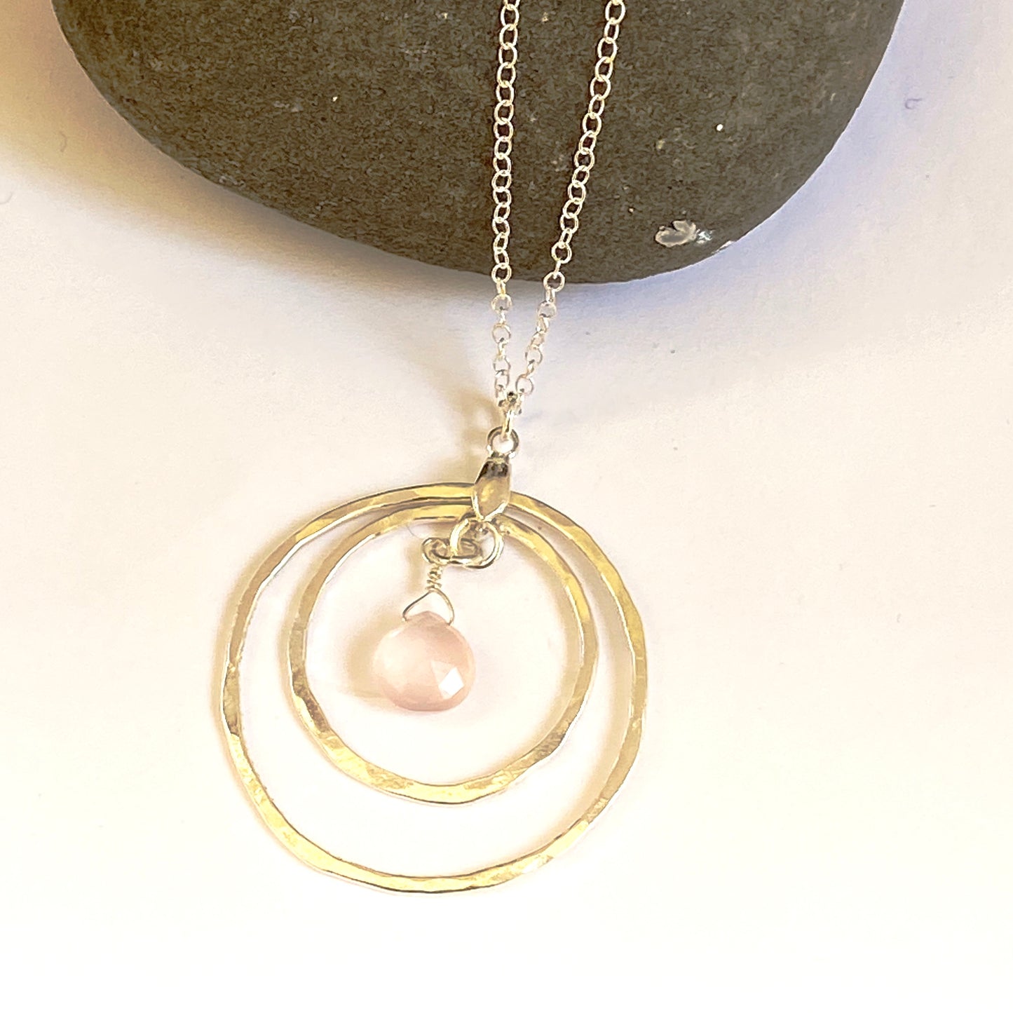 Pink Quartz Hoop Necklace - Love Beach Beads