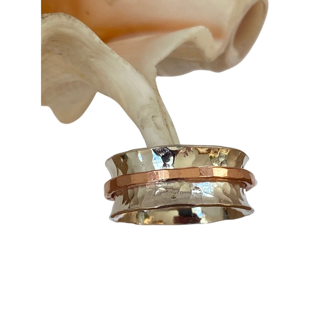Silver with Copper Spinner Ring - Love Beach Beads