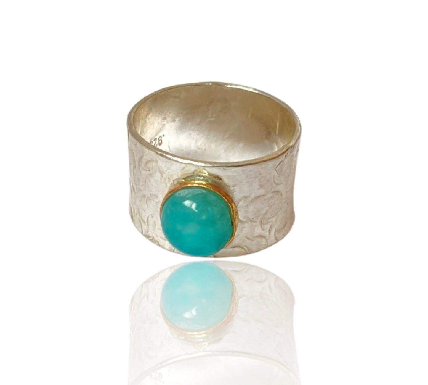 Silver Amazonite Statement Ring - Love Beach Beads