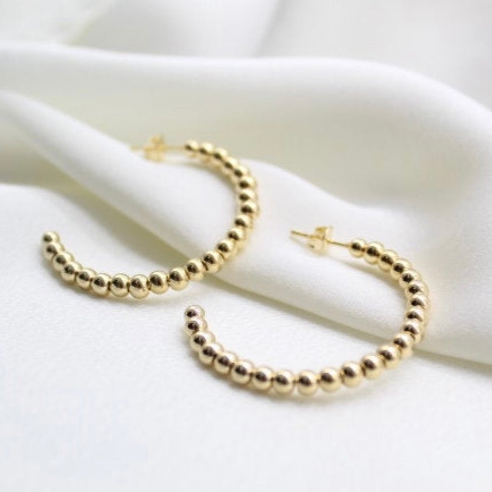 Gold Beaded Hoop Earrings - Love Beach Beads
