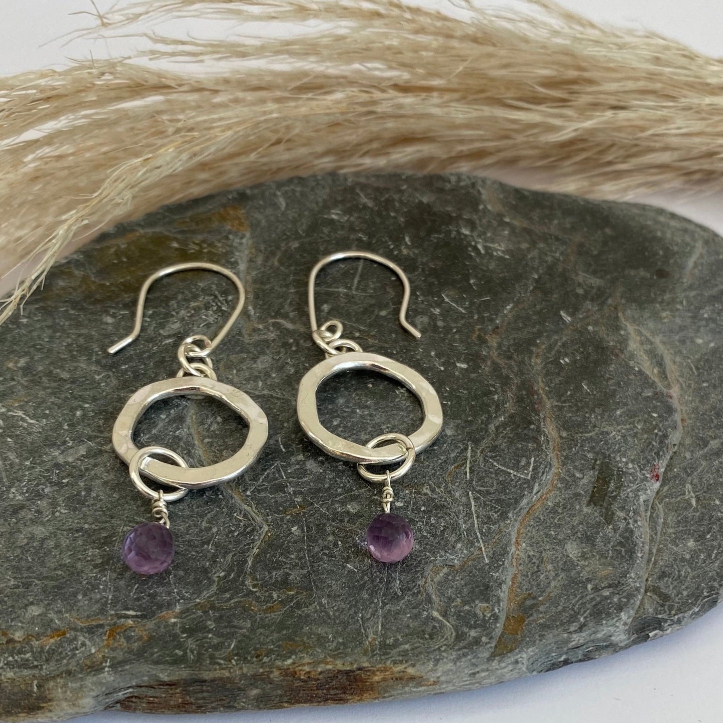 Amethyst silver Earrings - Love Beach Beads