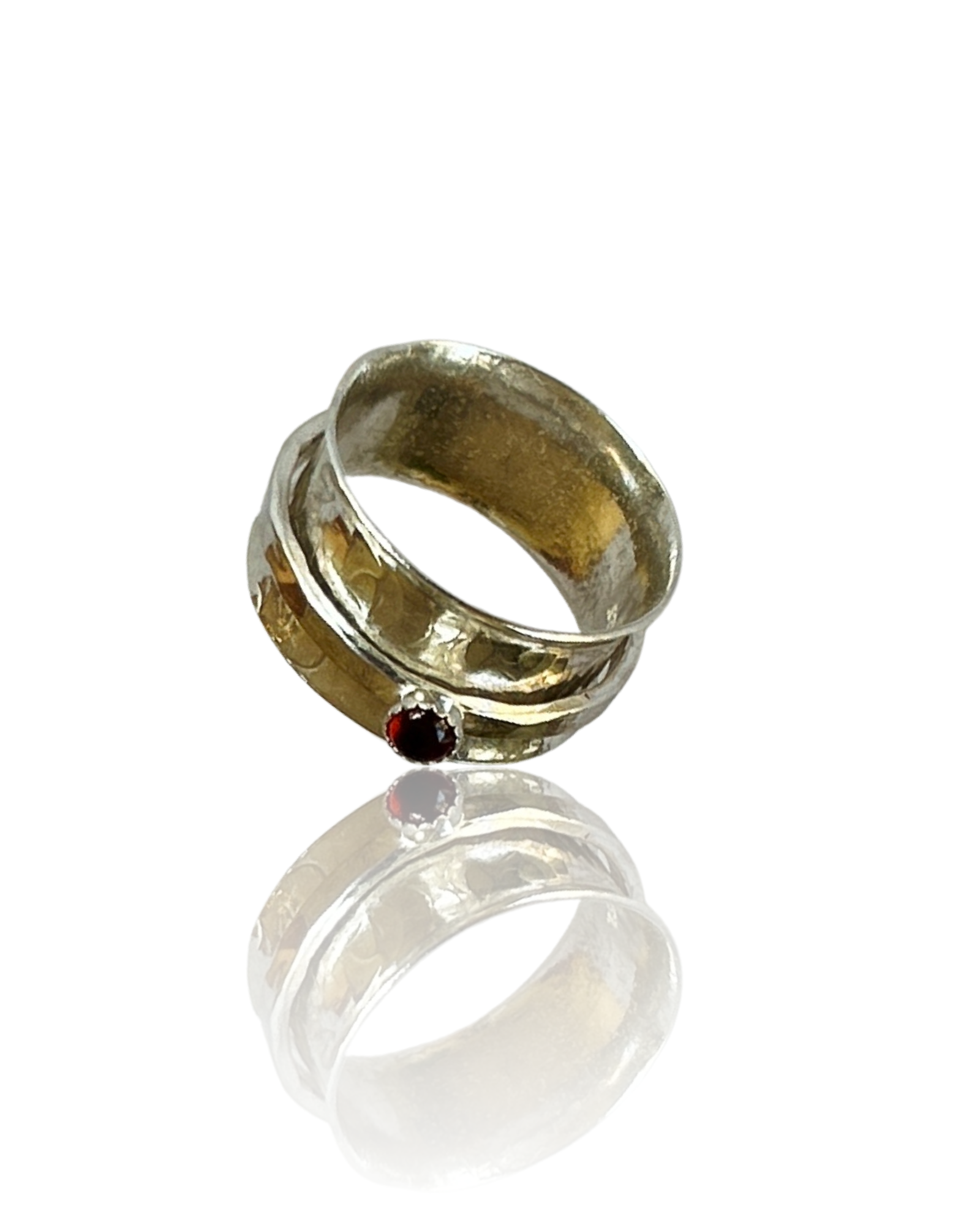 Garnet  Spinner Ring - Silver Lines Jewellery