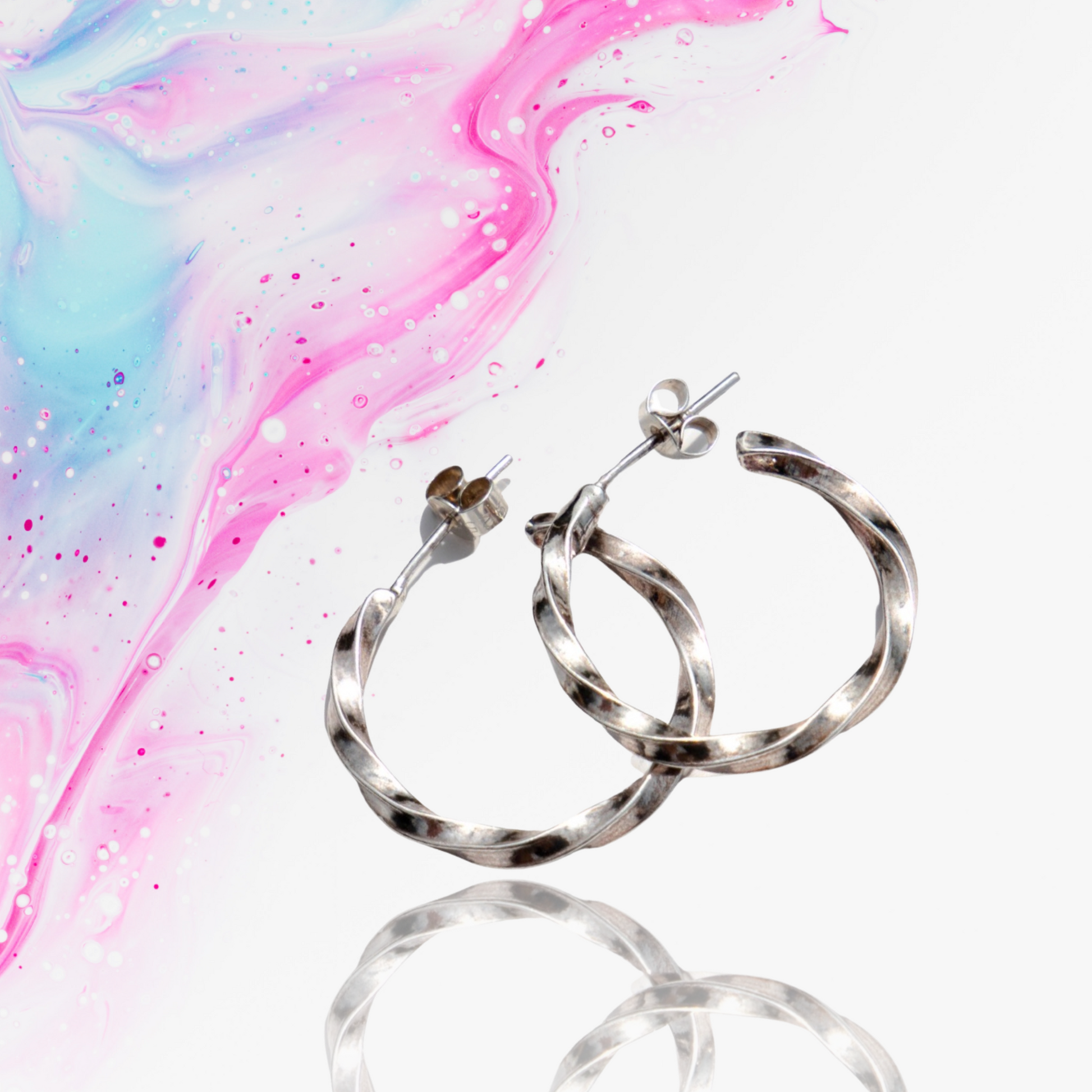 Twisted Silver Hoops - Love Beach Beads