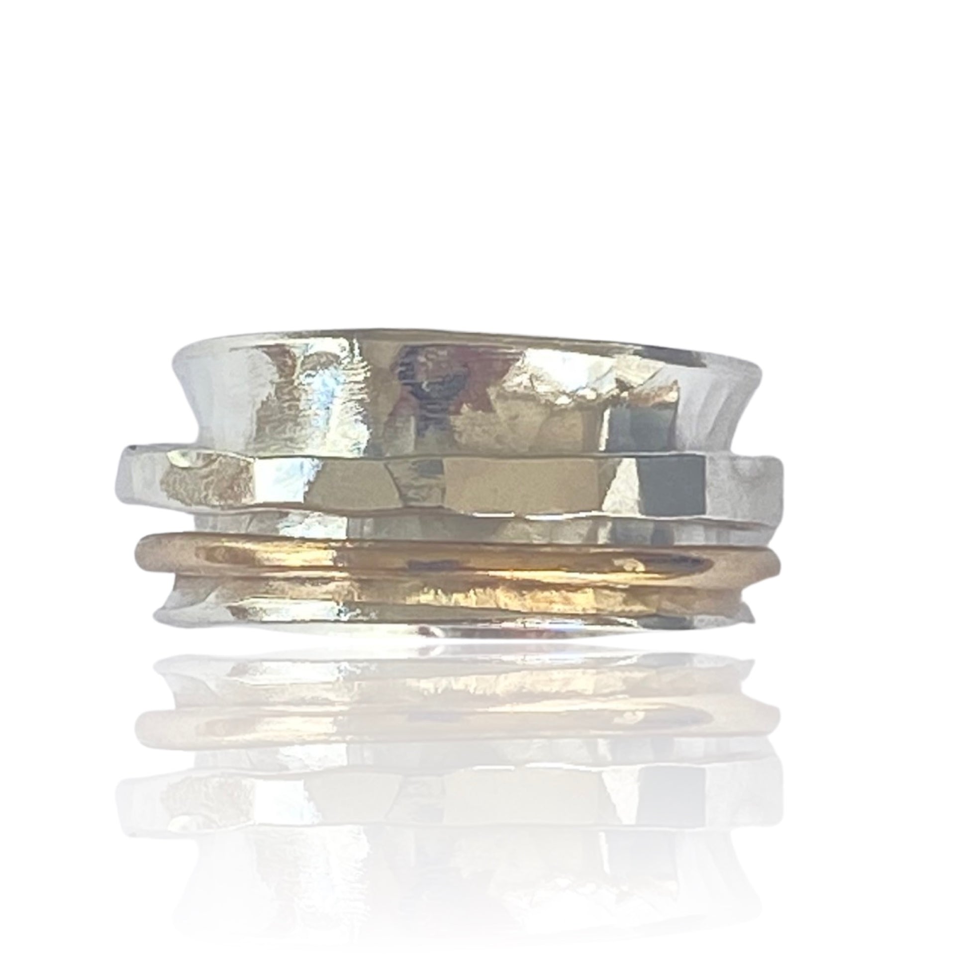 Silver and Gold Spinner Ring - SilverLines Jewellery
