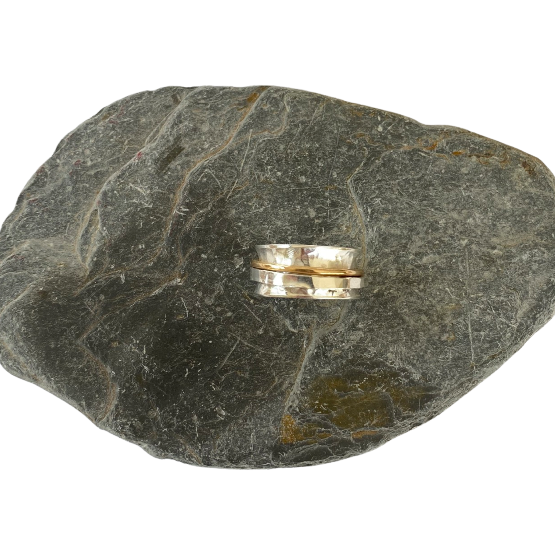 Silver and Gold Spinner Ring - SilverLines Jewellery