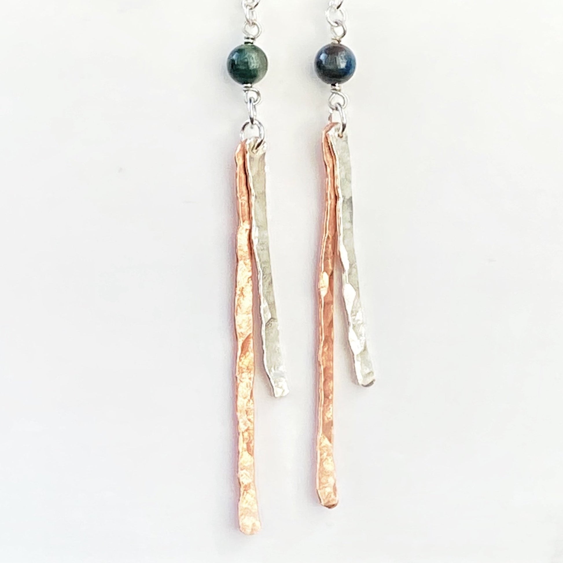 Copper and Silver Hammered Earrings - Love Beach Beads