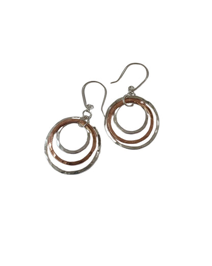 Silver and Copper Hoop Earrings - Love Beach Beads