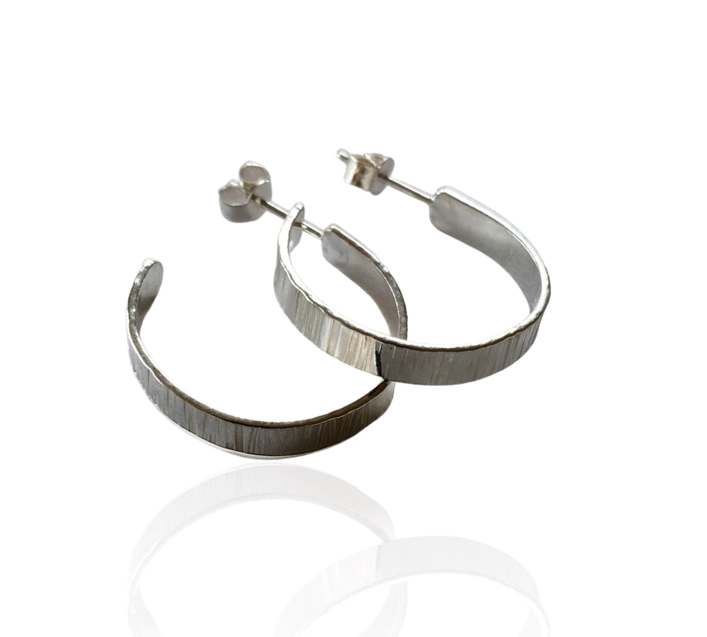 Textured Silver Hoop Earrings - Love Beach Beads
