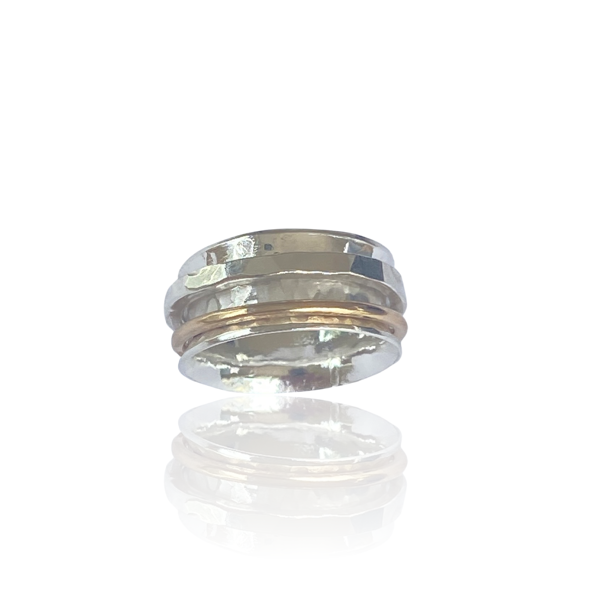 Silver and Gold Spinner Ring - SilverLines Jewellery