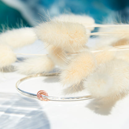 Silver Bangle with Gold Rings - Love Beach Beads