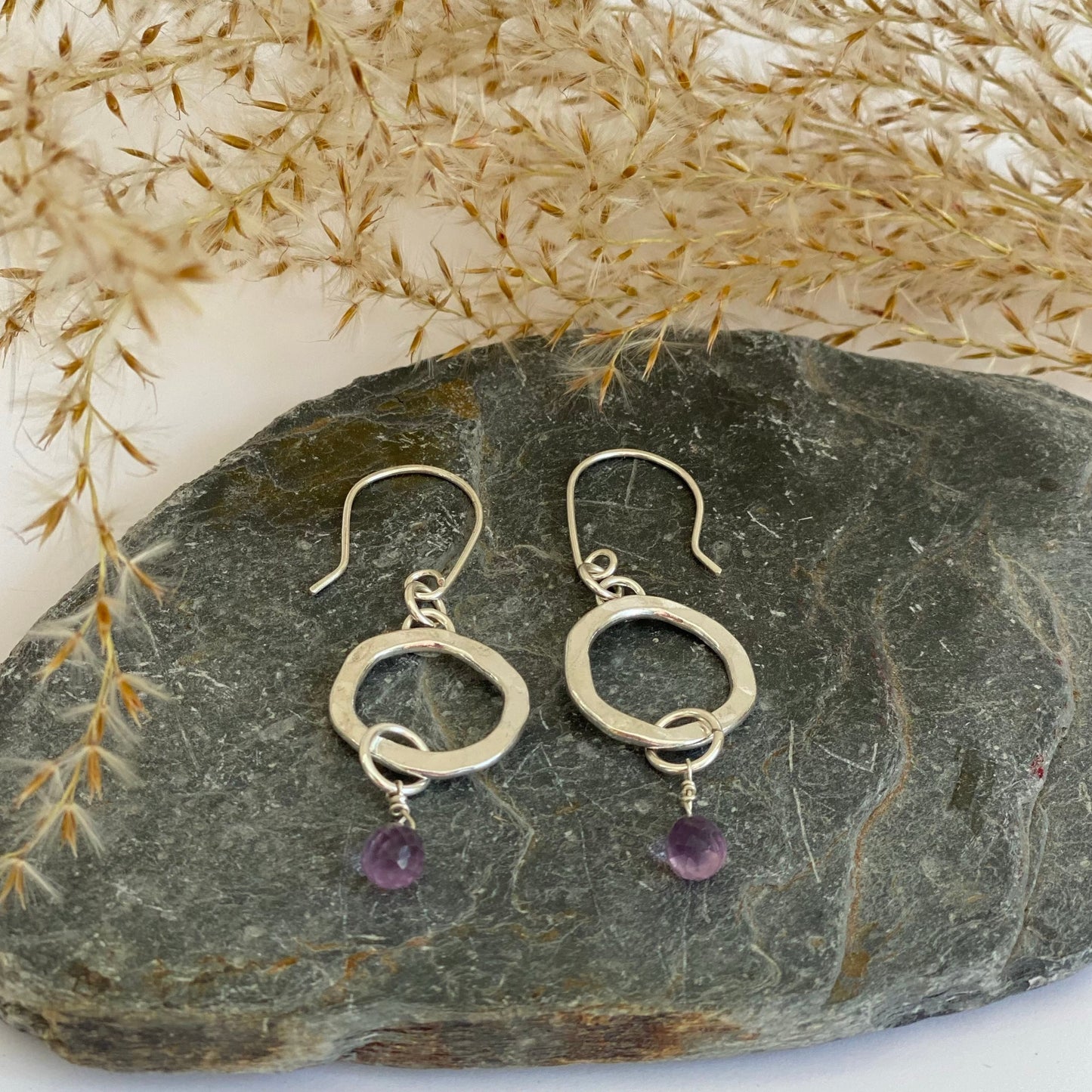 Amethyst silver Earrings - Love Beach Beads